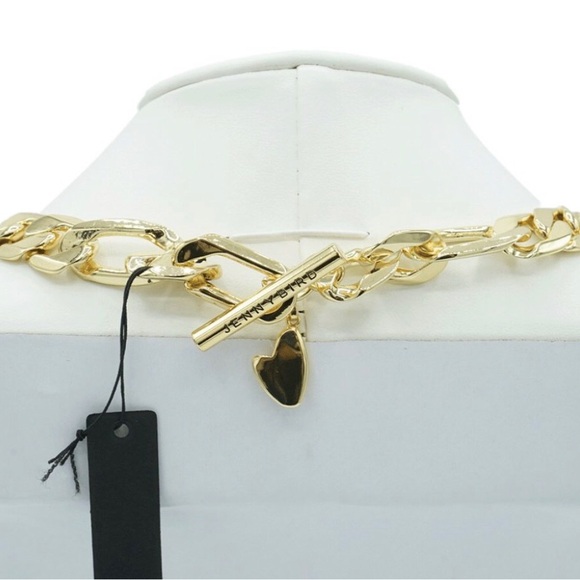 Jenny Bird Gold Vera Chain Heart Necklace 14kt gold dipped brass - Picture 3 of 10